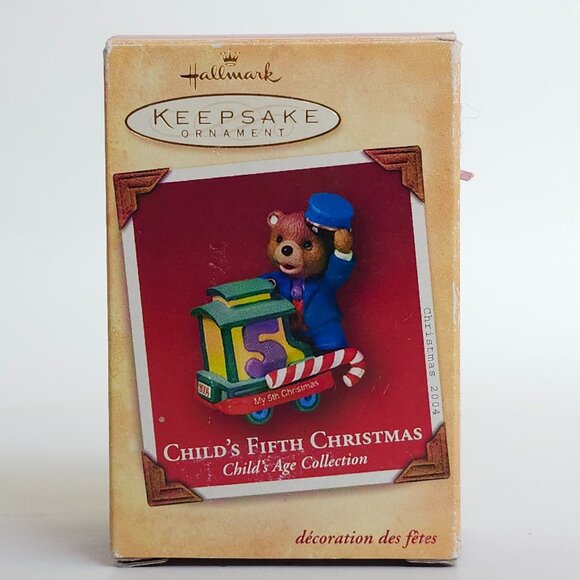ADORABLE Hallmark Keepsake Ornament Child's Fifth Christmas Teddy Bear Train - Picture 2 of 10